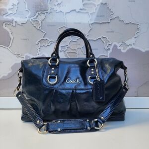 Coach Ashley F15455 Cobalt Blue Patent Leather Satchel Shoulder Bag
